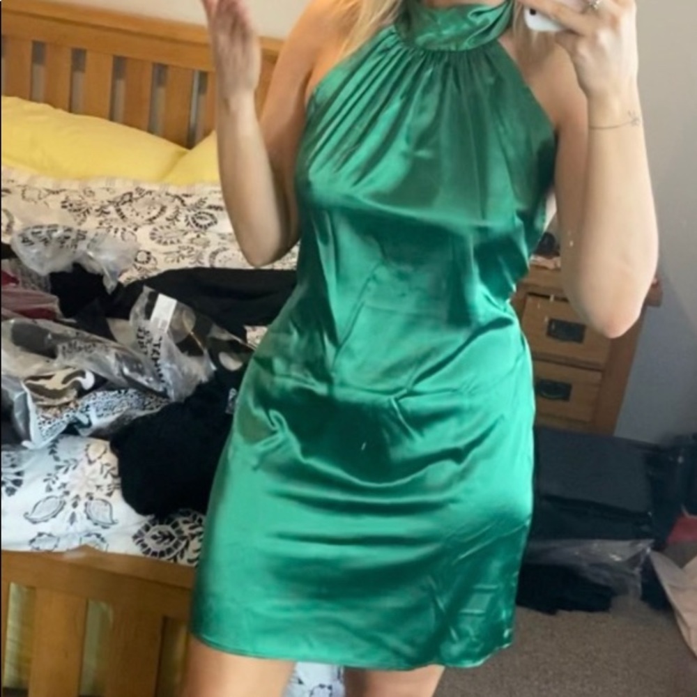 ASOS Satin Green mini dress